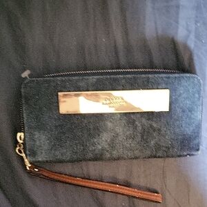 GUESS Denim Wallet with Gold Accent
